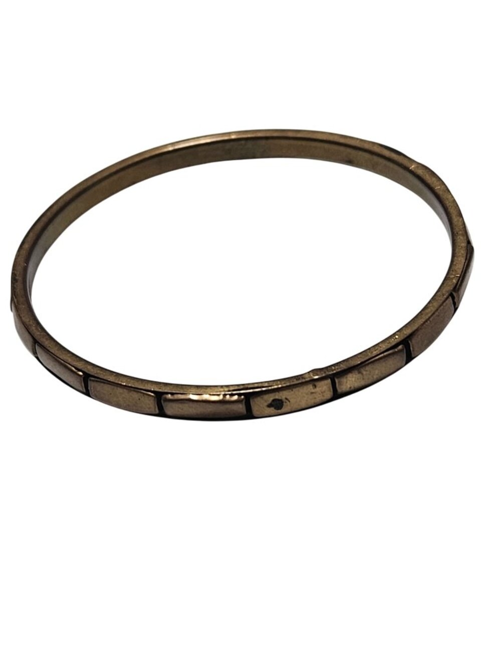 Vintage Bangle Bracelet Antiqued Gold Tone Geometric Rectangular Panels Jewelry